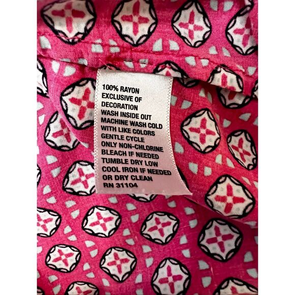 Crown & Ivy Women's Tunic Geometric Print 3/4 Sleeve V-Neck Blouse Size Large - Picture 7 of 11